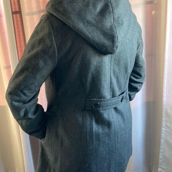 Wool Blend Hooded Pea Coat - Picture 3 of 7